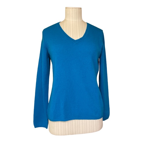 Charter Club Blue Cashmere V-Neck Sweater Petite Small Soft Knit - Picture 1 of 10